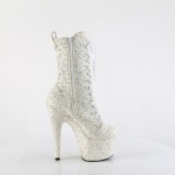 Blanco glitter 18 cm ADORE-1040GR plataforma botines tacn alto mujer