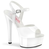 Blanco sandalias pleaser con plataforma 15 cm GLEAM-609