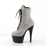 Blanco strass botines pleaser con plataforma 18 cm ADORE-1020RS