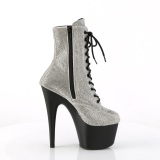 Blanco strass botines pleaser con plataforma 18 cm ADORE-1020RS