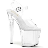 Blanco transparente 19 cm ENCHANT-708 Zapatos plataforma con tacones