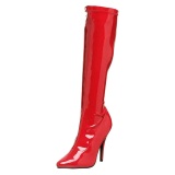 Botas de charol rojo 13 cm SEDUCE-2000 botas tacn de aguja puntiagudos