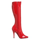 Botas de charol rojo 13 cm SEDUCE-2000 botas tacn de aguja puntiagudos