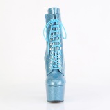 Botas glitter 18 cm baby azules plataforma botines tacn alto mujer