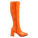 Botas naranja charol 7,5 cm GOGO-300 botas de tacn alto para los hombres