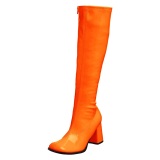 Botas naranja charol 7,5 cm GOGO-300 botas de tacn alto para los hombres