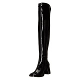 Botas negras vinilo 7,5 cm - aos 70 hippie disco gogo - botas por encima de la rodilla