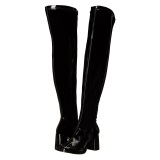 Botas negras vinilo 7,5 cm - aos 70 hippie disco gogo - botas por encima de la rodilla