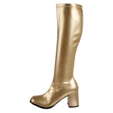 Botas oro tacn ancho 7,5 cm vinilo - aos 70 hippie disco gogo - botas debajo de la rodilla