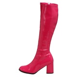 Botas pink charol tacn ancho 7,5 cm - aos 70 hippie disco gogo - botas debajo de la rodilla