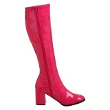 Botas pink charol tacn ancho 7,5 cm - aos 70 hippie disco gogo - botas debajo de la rodilla