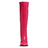 Botas pink charol tacn ancho 7,5 cm - aos 70 hippie disco gogo - botas debajo de la rodilla