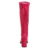 Botas pink charol tacn ancho 7,5 cm - aos 70 hippie disco gogo - botas debajo de la rodilla