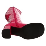 Botas pink charol tacn ancho 7,5 cm - aos 70 hippie disco gogo - botas debajo de la rodilla