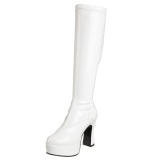 Botas plataforma blancas charol 13 cm - aos 70 hippie disco - botas debajo de la rodilla