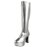 Botas plataforma plata charol 10 cm - aos 70 hippie disco gogo - botas debajo de la rodilla