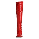 Botas rojas charol tacn ancho 7,5 cm - aos 70 hippie disco gogo - botas debajo de la rodilla