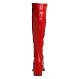 Botas rojas charol tacn ancho 7,5 cm - aos 70 hippie disco gogo - botas debajo de la rodilla