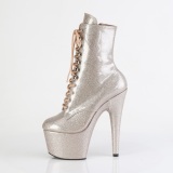 Champagne glitter 18 cm plataforma botines tacn alto mujer