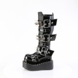 Charol 11,5 cm BEAR-215 emo botas mujer con piramidal plataforma en negro