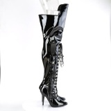 Charol 13 cm SEDUCE-3082 botas altas tacn aguja con cordones