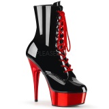 Charol 15,5 cm DELIGHT-1020 botines altos mujer plataforma cromo rojo