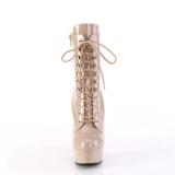 Charol 15 cm DELIGHT-1020 botines tacn alto con cordones beige