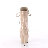 Charol 15 cm DELIGHT-1020 botines tacn alto con cordones beige