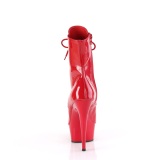 Charol 15 cm DELIGHT-1021 botines de plataforma y punta abierta rojo