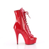 Charol 15 cm DELIGHT-1021 botines de plataforma y punta abierta rojo