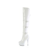 Charol 15 cm DELIGHT-3018 botas altas tacn aguja con hebilla blanco