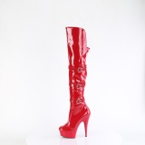 Charol 15 cm DELIGHT-3018 botas altas tacn aguja con hebilla rojo