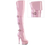 Charol 15 cm DELIGHT-3018 botas altas tacn aguja con hebilla rosa