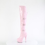 Charol 15 cm DELIGHT-3018 botas altas tacn aguja con hebilla rosa