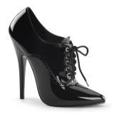 Charol 15 cm DOMINA-460 zapatos de saln oxford con cordones negro