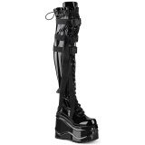 Charol 15 cm WAVE-315 Botas hasta la rodilla cua alta negro