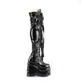 Charol 15 cm WAVE-315 Botas hasta la rodilla cua alta negro