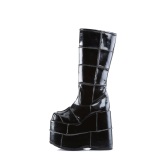 Charol 18 cm extremo plataforma botas hasta la rodilla hombre negro