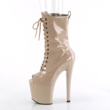 Charol 19 cm ENCHANT-1041 botines de tacn punta abierta beige