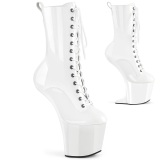 Charol 20 cm CRAZE-1040 Heelless plataforma botines pony blanco