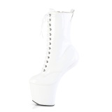 Charol 20 cm CRAZE-1040 Heelless plataforma botines pony blanco