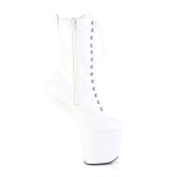 Charol 20 cm CRAZE-1040 Heelless plataforma botines pony blanco