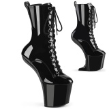 Charol 20 cm CRAZE-1040 Heelless plataforma botines pony negro