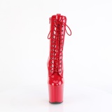 Charol 20 cm CRAZE-1040 Heelless plataforma botines pony rojo