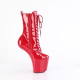 Charol 20 cm CRAZE-1040 Heelless plataforma botines pony rojo