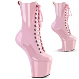 Charol 20 cm CRAZE-1040 Heelless plataforma botines pony rosa