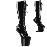 Charol 20 cm CRAZE-2023 Heelless plataforma botas pony negro