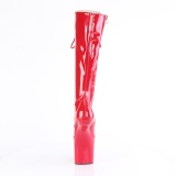 Charol 20 cm CRAZE-2023 Heelless plataforma botas pony rojo