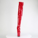 Charol 20 cm CRAZE-3000 Heelless botas overknee plataforma  pony rojo