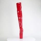 Charol 20 cm CRAZE-3000 Heelless botas overknee plataforma  pony rojo